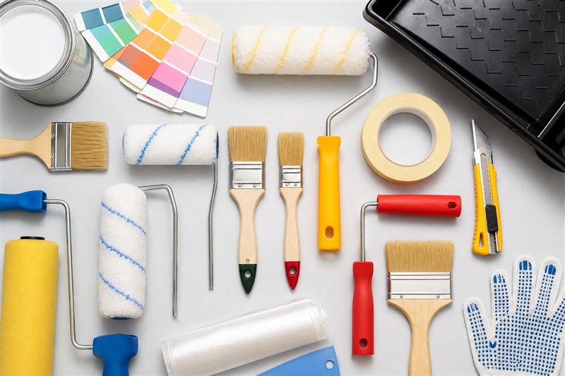 Painting accessories brushes rollers trays and tools